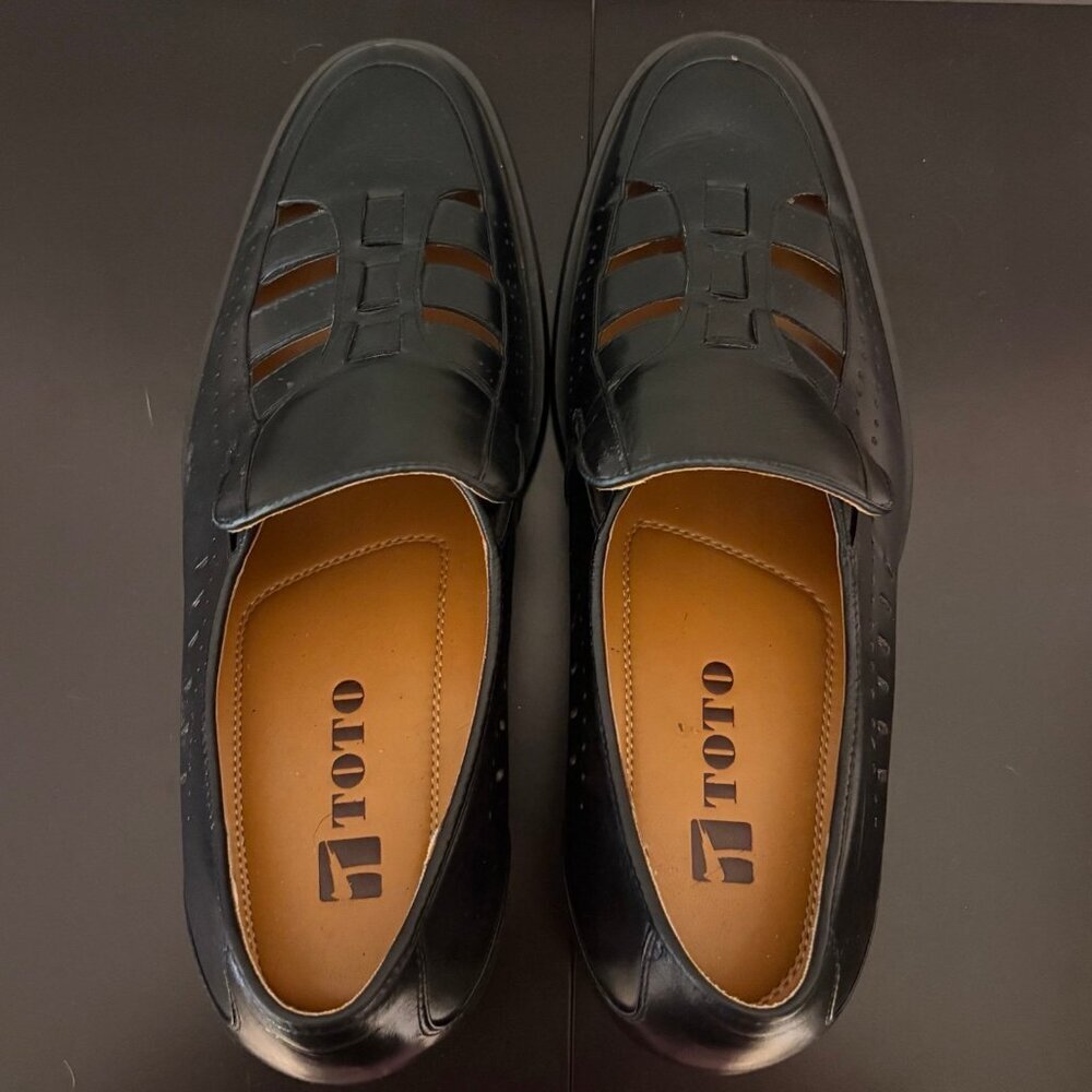 Toto Mens Black Dress Shoe‎ with Cut Out Detail US10 - Picture 6 of 7